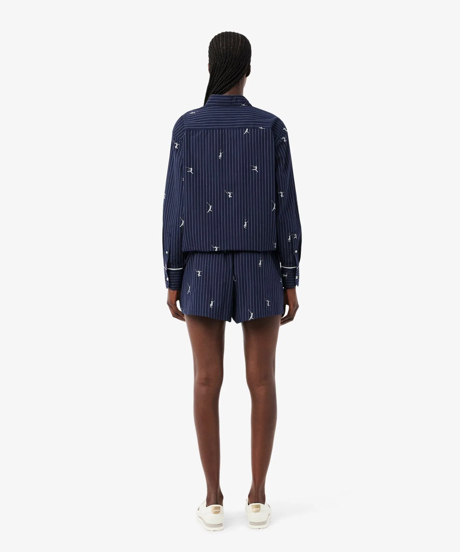 Шорты LACOSTE с жаккардовым рисунком, синие — фото 3