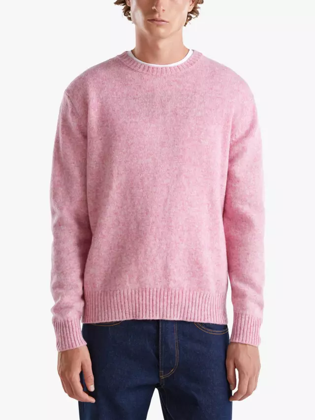 

Джемпер Benetton Warm Wool Crew Neck, розовый