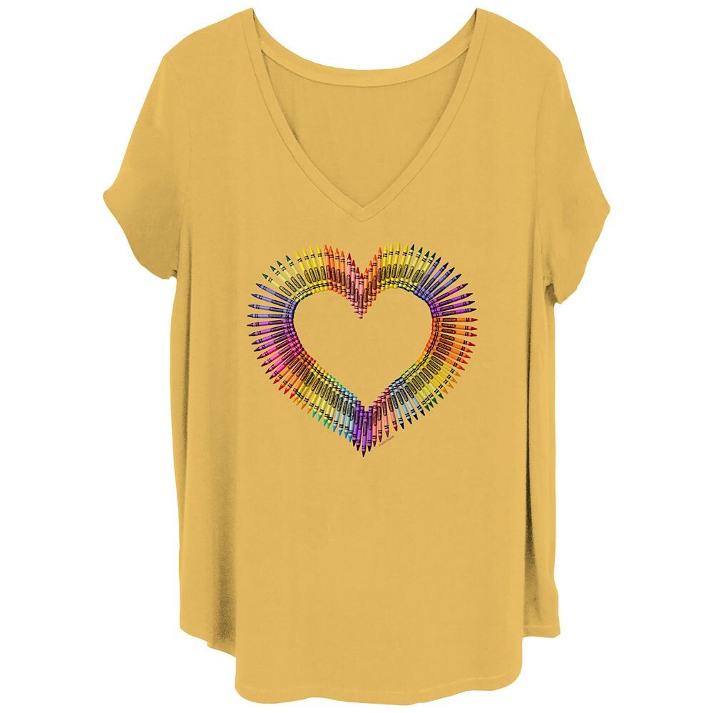 

Детская футболка больших размеров Crayola Crayons Heart с V-образным вырезом и графическим рисунком Licensed Character, цвет Ochre