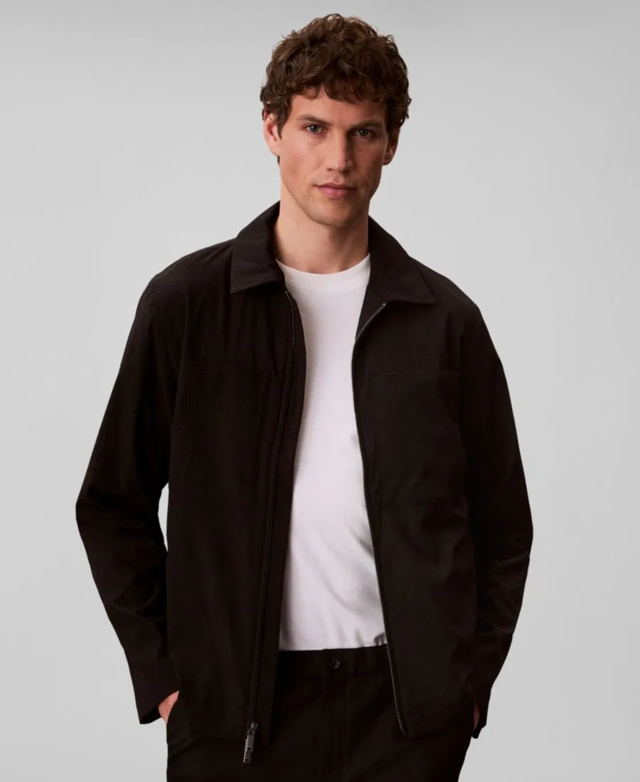 Мужская куртка-блузон из жатого хлопка Calvin Klein, Black — фото 4