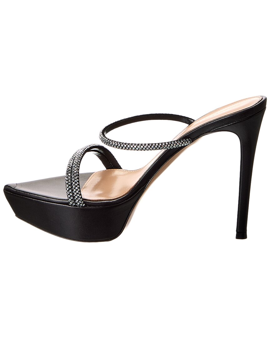 Gianvito Rossi Cannes 85 Leather Platform Sandal, черный — фото 2