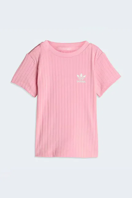 Комплект детский из гладкого трикотажа Adidas Originals, розовый — фото 2