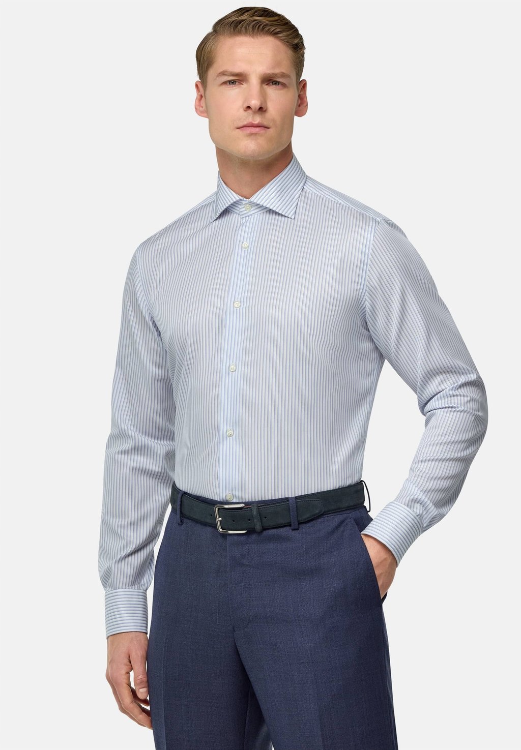 

Официальная рубашка ULTIMATE NON IRON STRIPED SLIM FIT Boggi Milano, светло-голубой