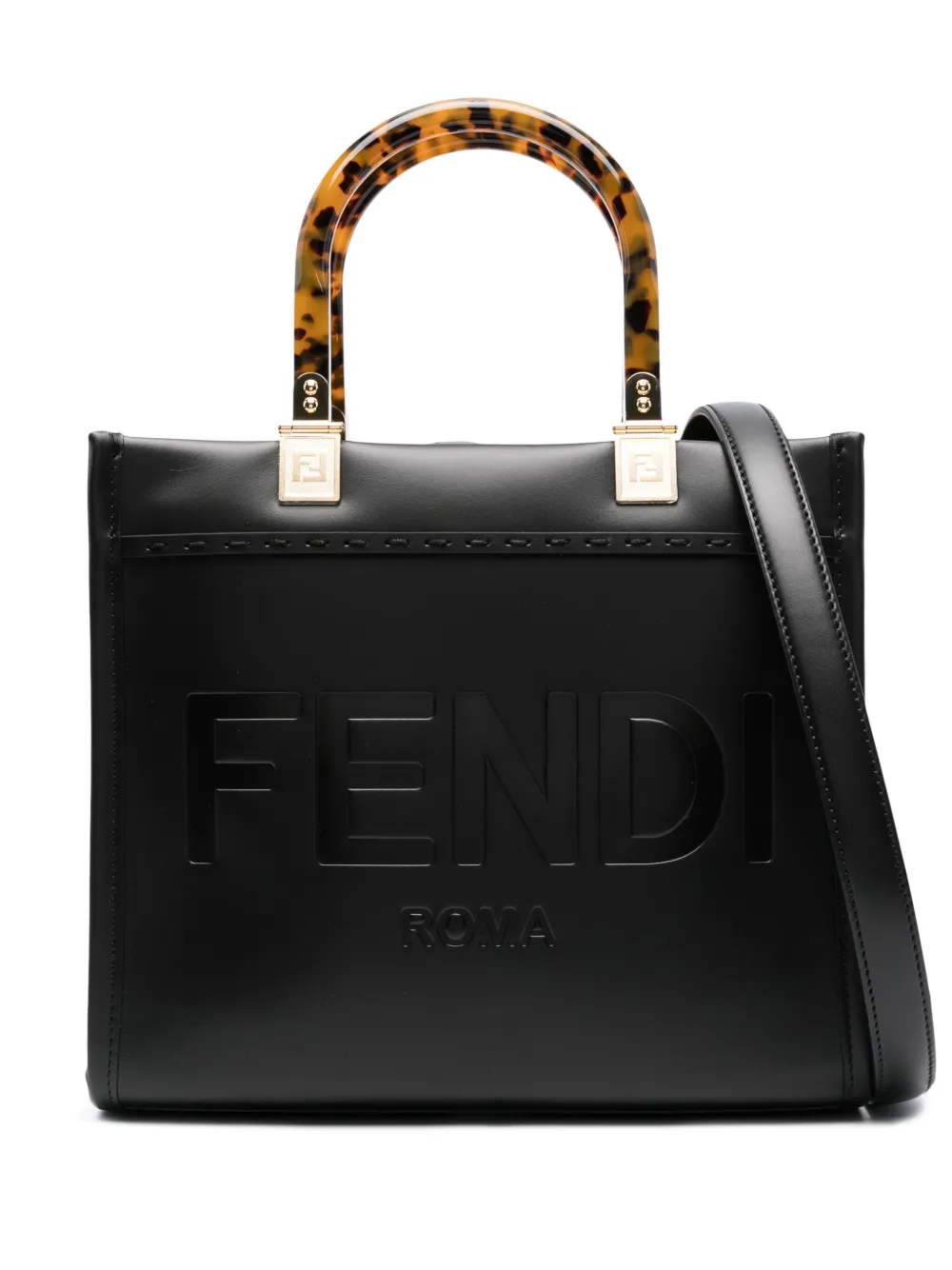 

Маленькая кожаная сумка-тоут Sunshine Fendi, черный