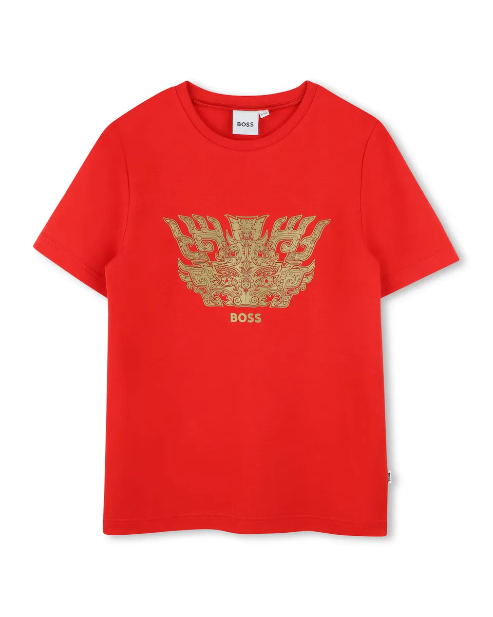 

Футболка для мальчиков из красного хлопка BOSS Kidswear, красный