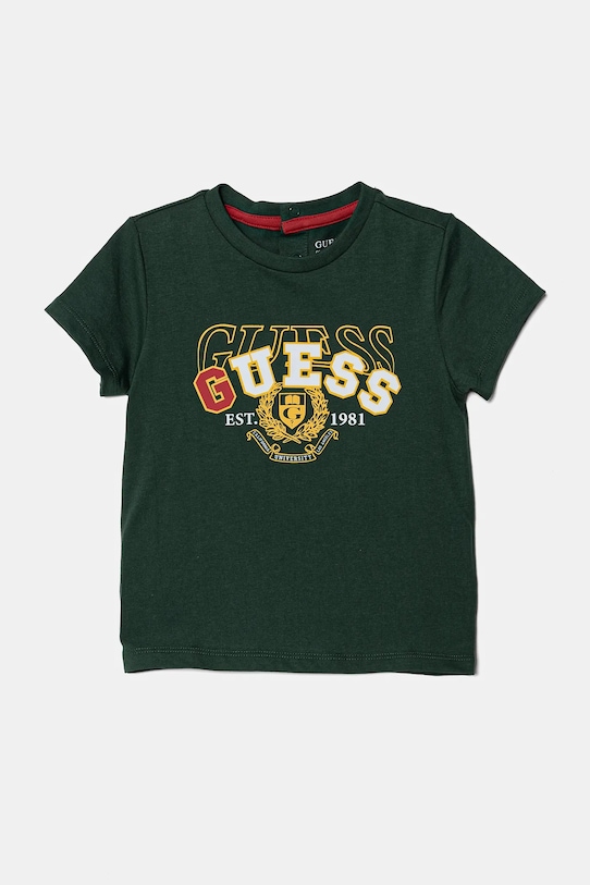 

Детская хлопковая футболка Guess, зеленый