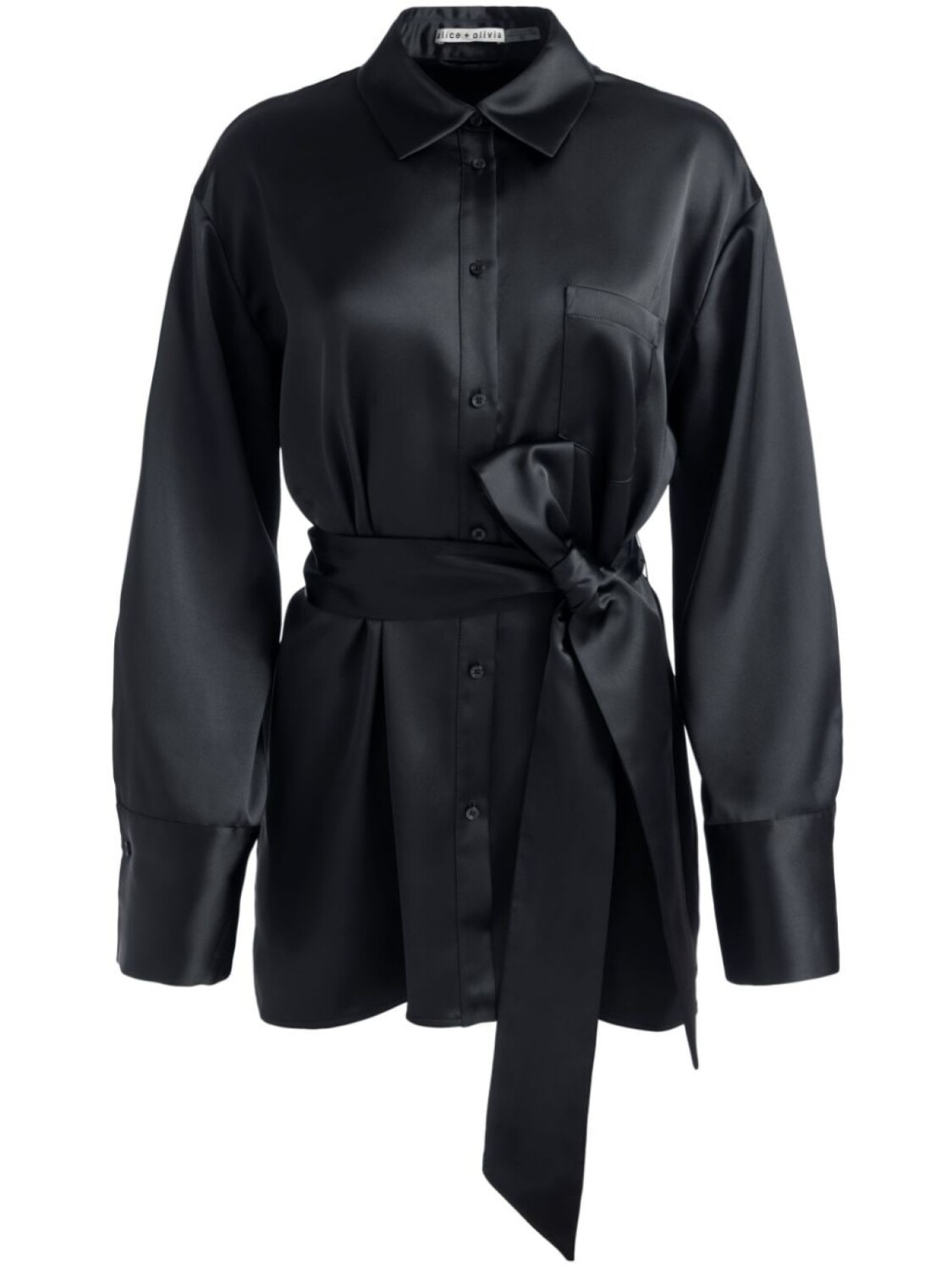 

Alice + olivia атласное мини-платье-рубашка, черный