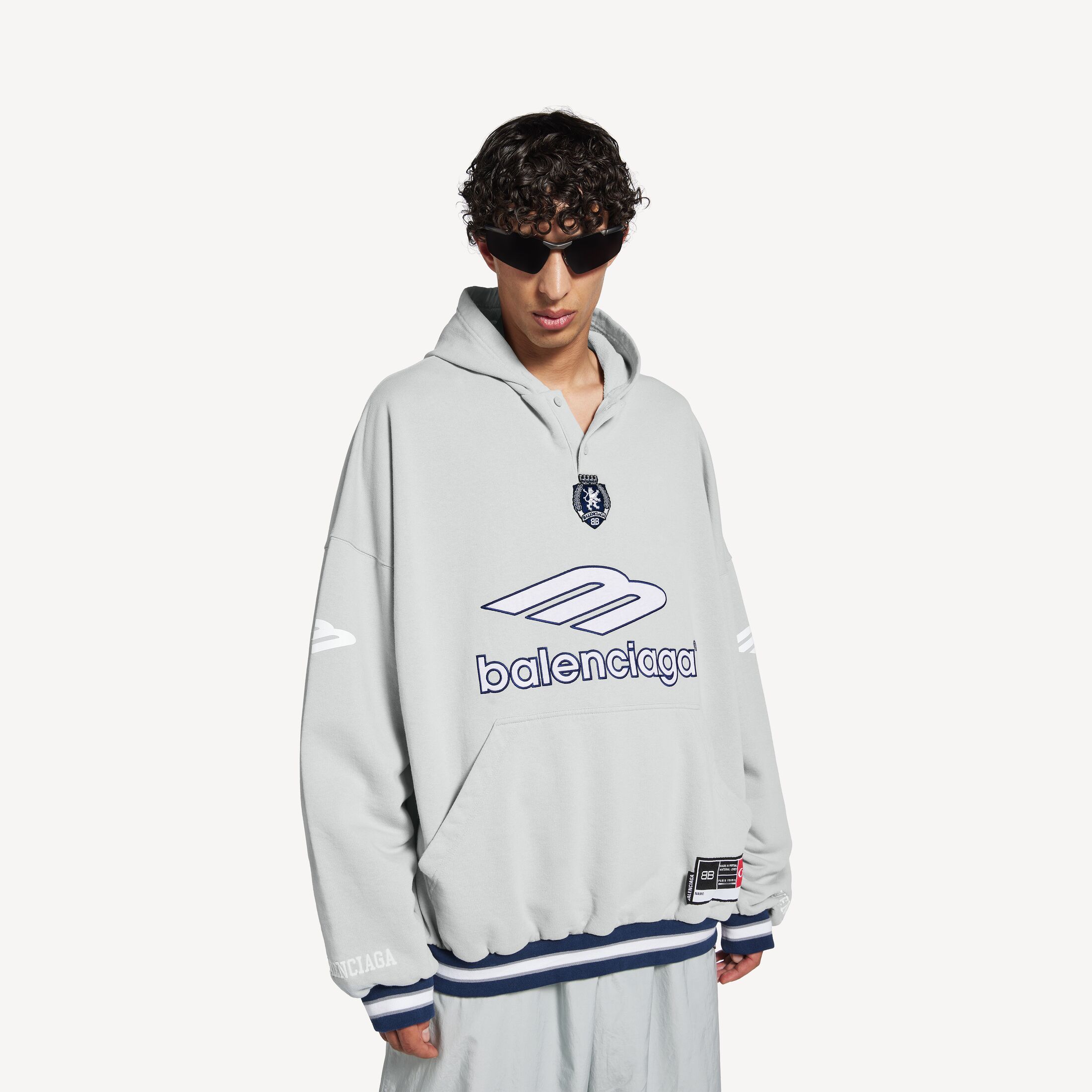 Худи Balenciaga 3b Football Polo, серый/белый — фото 4