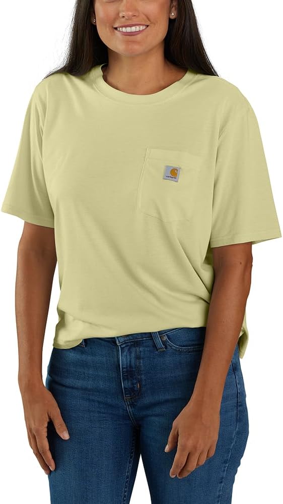

Carhartt женская футболка с карманом, свободного кроя, с коротким рукавом, из серии Tencel Fiber (также доступна в размерах Plus), Dried Clay