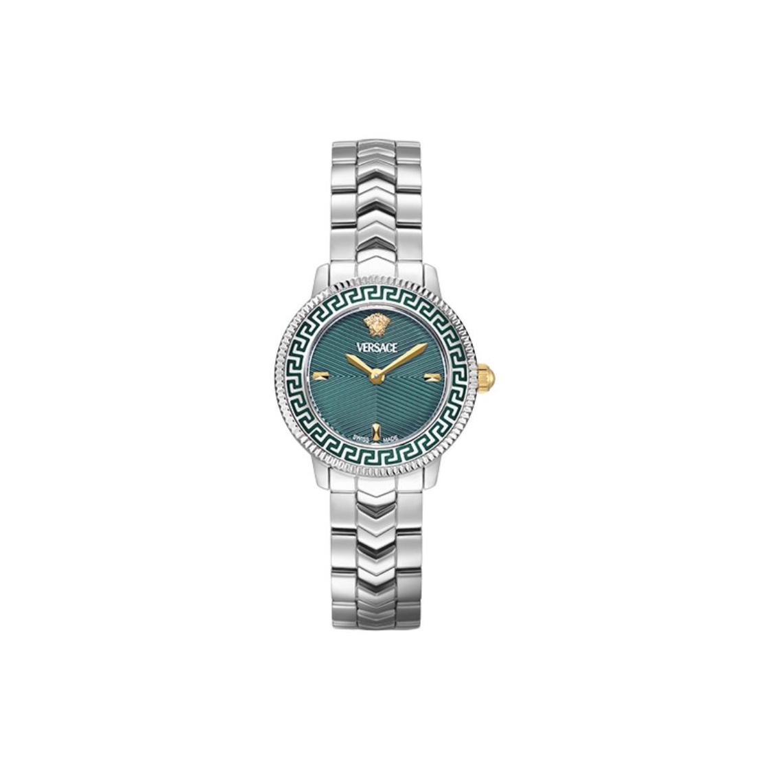 

VERSACE V ICON LADY коллекция наручные часы кварцевый механизм браслет из нержавеющей стали 30mm зеленый циферблат женские часы