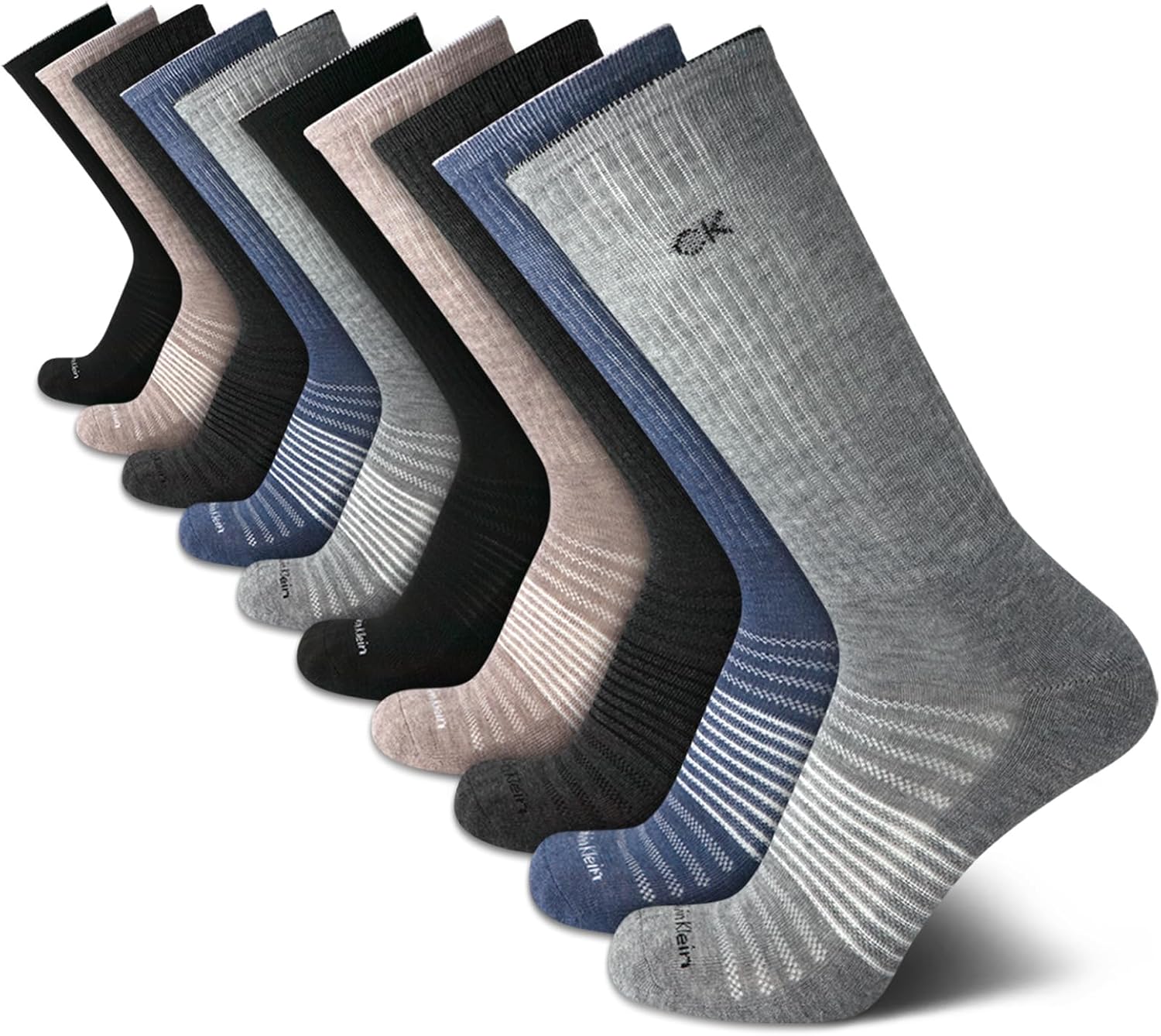

Мужские носки Calvin Klein Crew Socks - 10 пар дышащих спортивных носков с мягкой амортизацией для бега и спорта для мужчин, Heather Grey Multi