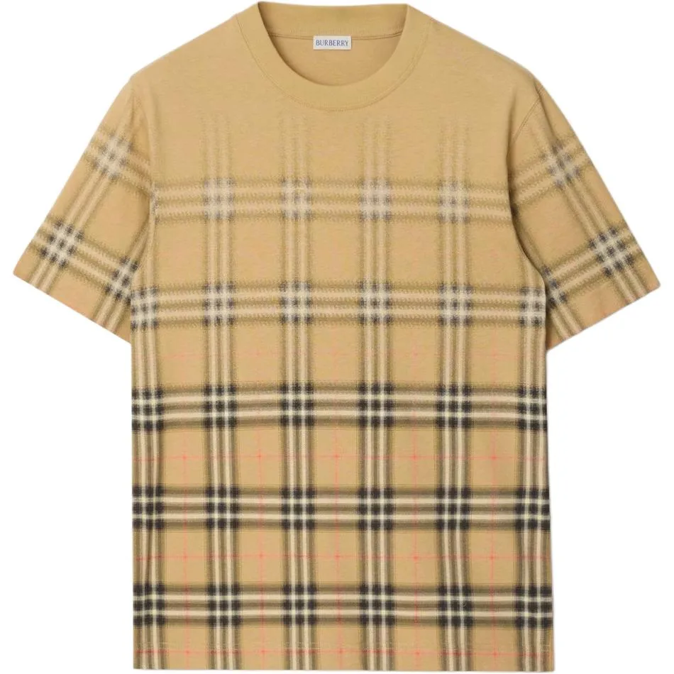Футболка Burberry gradient check, хлопок, sandy бежевый