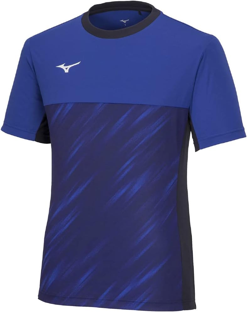 

Футбольная форма Mizuno P2MAA045, футболка с графическим принтом Solar Cut, короткий рукав, материал Solar Cut, темно-синий