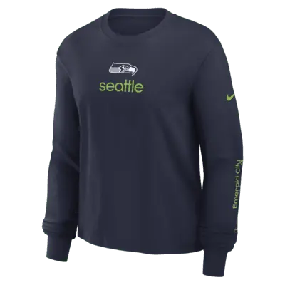 

Лонгслив Nike Seattle Seahawks Boxy, темно-синий