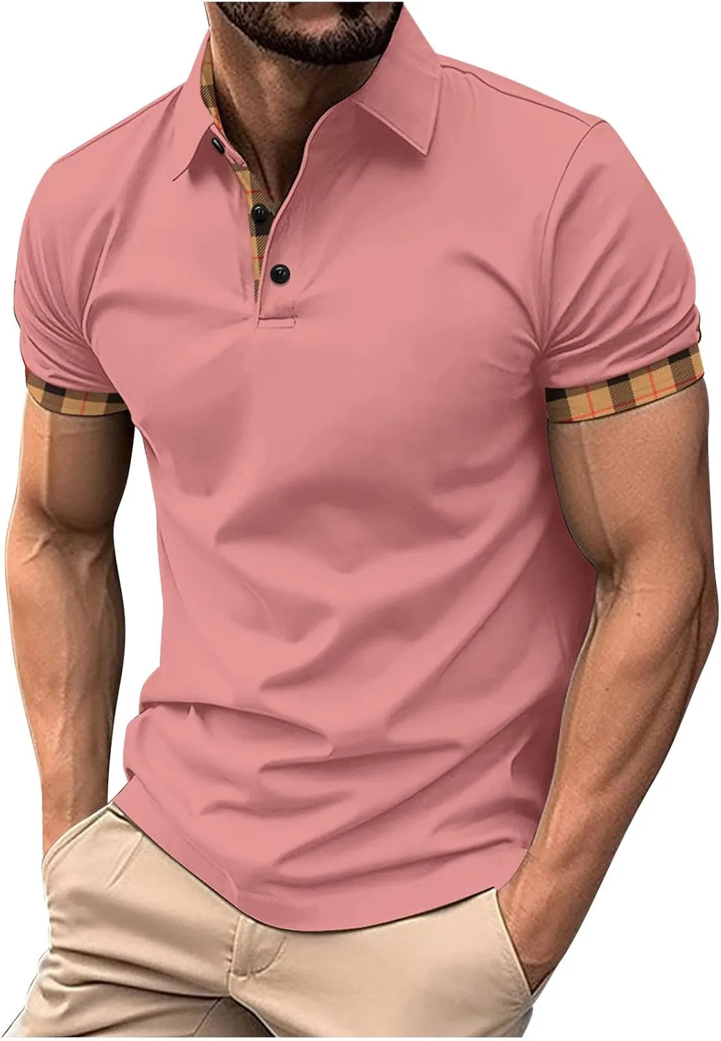 Мужская футболка с коротким рукавом, хлопок и лен, A02_hot Pink