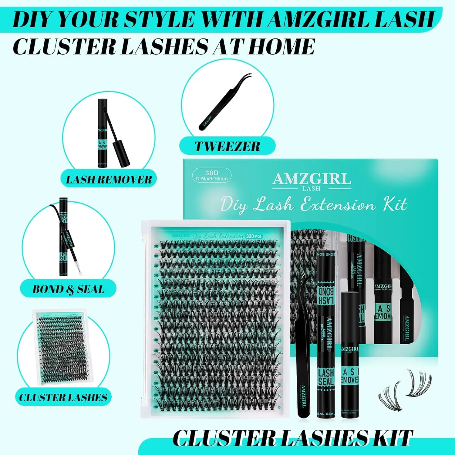 Набор для наращивания ресниц 30D, 320 шт. Amzgirl Lash, 320 Pieces - 30 Kit — фото 4