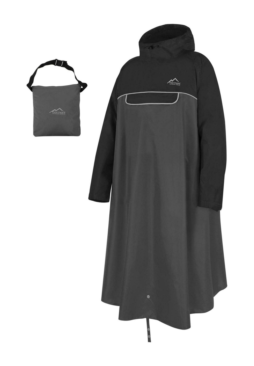 

Парка WASSERDICHTER REGENPONCHO, EXTRA LANG MIT ÄRMELN UND BRUSTTASCHE normani Outdoor Sports, черный