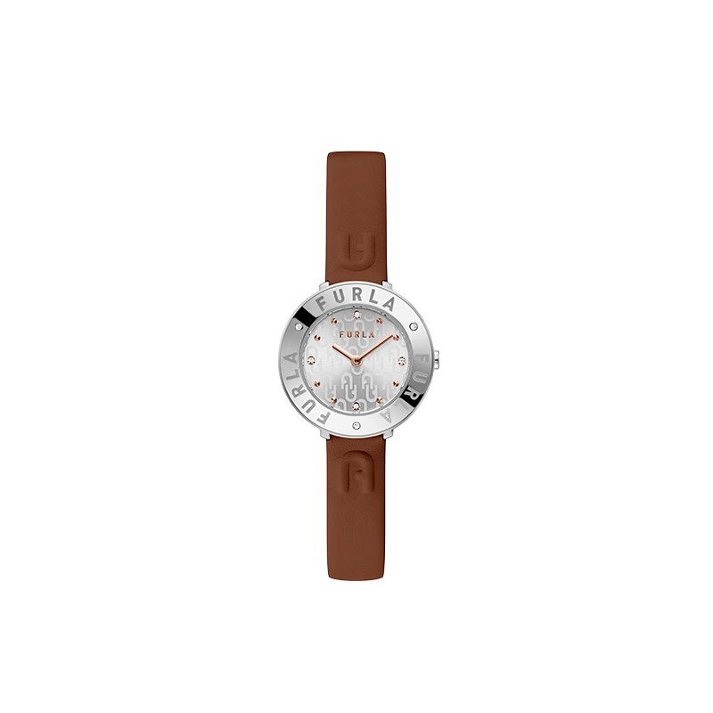 

Furla Часы Wrist Watch Quartz Movement Genuine Leather Strap 34mm Silver Dial Women's Watch, Brown