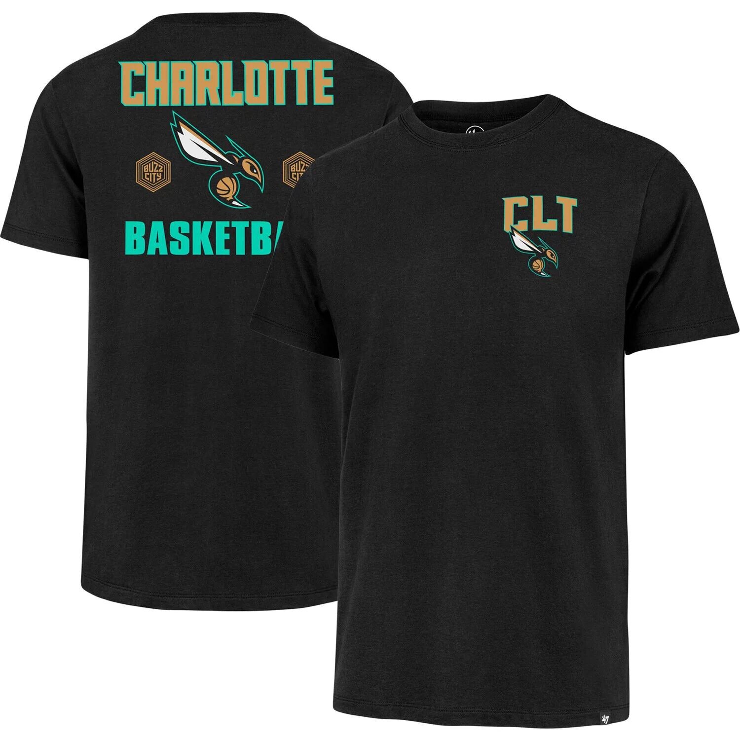 

Мужская черная футболка Charlotte Hornets 2022/23 City Edition Backer Franklin '47, Черный, Мужская черная футболка Charlotte Hornets 2022/23 City Edition Backer Franklin '47