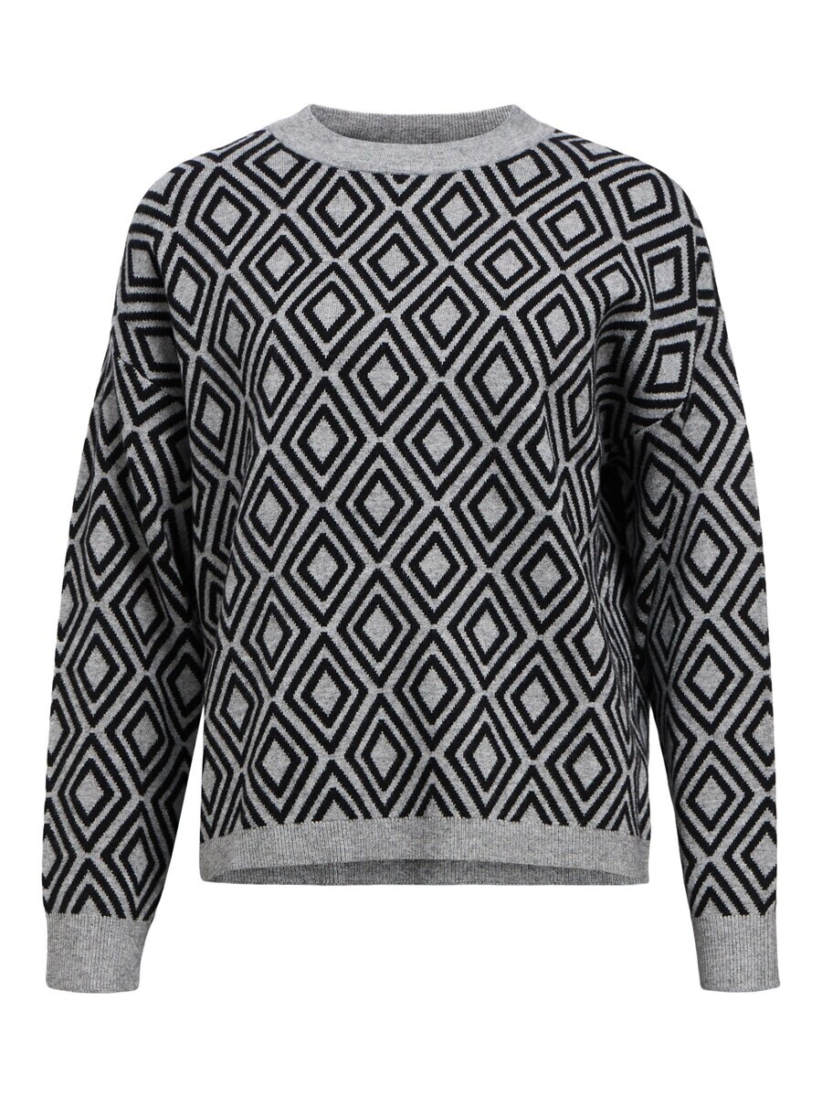 

Тонкий вязаный свитер OBJECT Sweater OBJRay, пятнистый серый