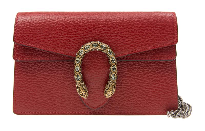 

GUCCI Кожаная сумка Дионис через плечо женская красная