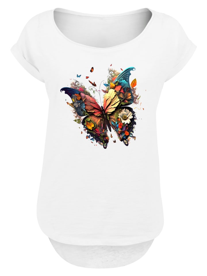 

Удлиненная футболка Butterfly Colorful белого цвета F4NT4STIC, Белый, Удлиненная футболка Butterfly Colorful белого цвета F4NT4STIC