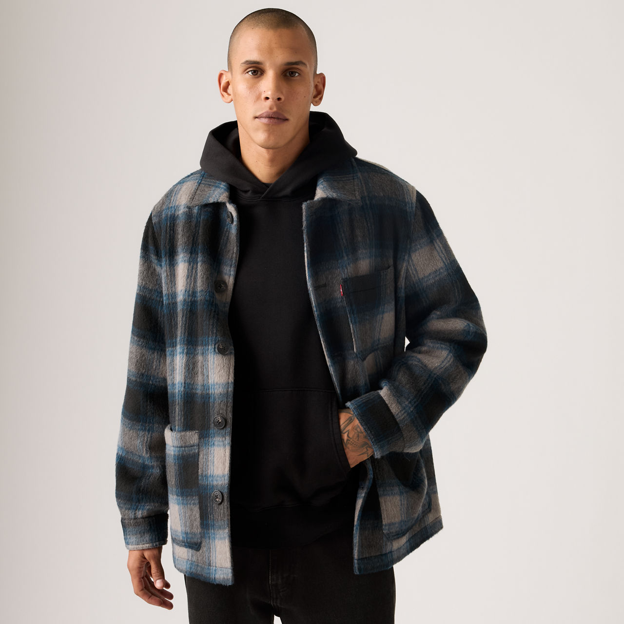 

Куртка из шерстяной смеси для повседневных дел Levi's, Blue/Grey Plaid - Black