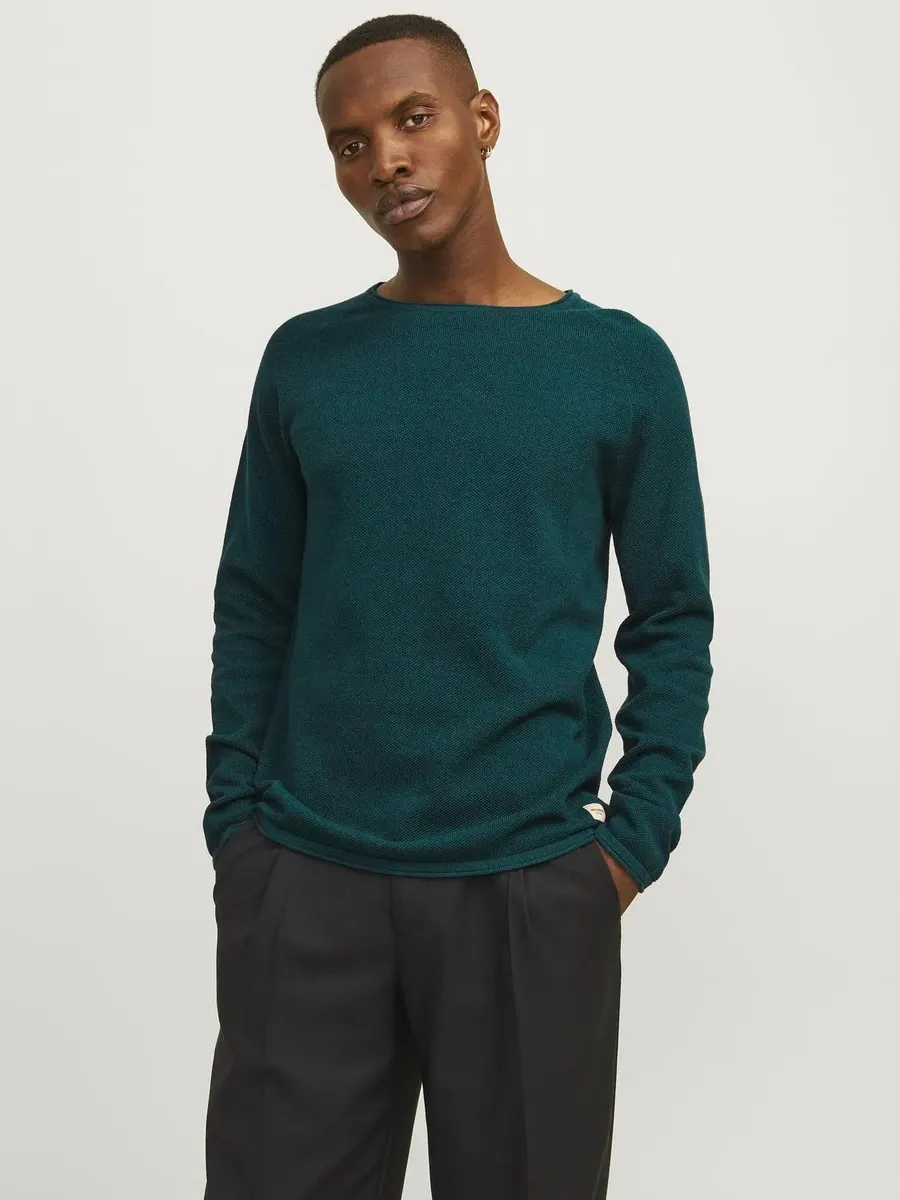 

Свитер с круглым вырезом Jack & Jones "JJEHILL KNIT CREW NECK NOOS", цвет Deep Teal Detail:Twist