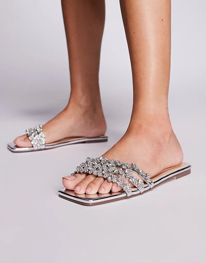 Сандалии SIMMI Shoes Capri с зеркальным стразом и серебряным покрытием