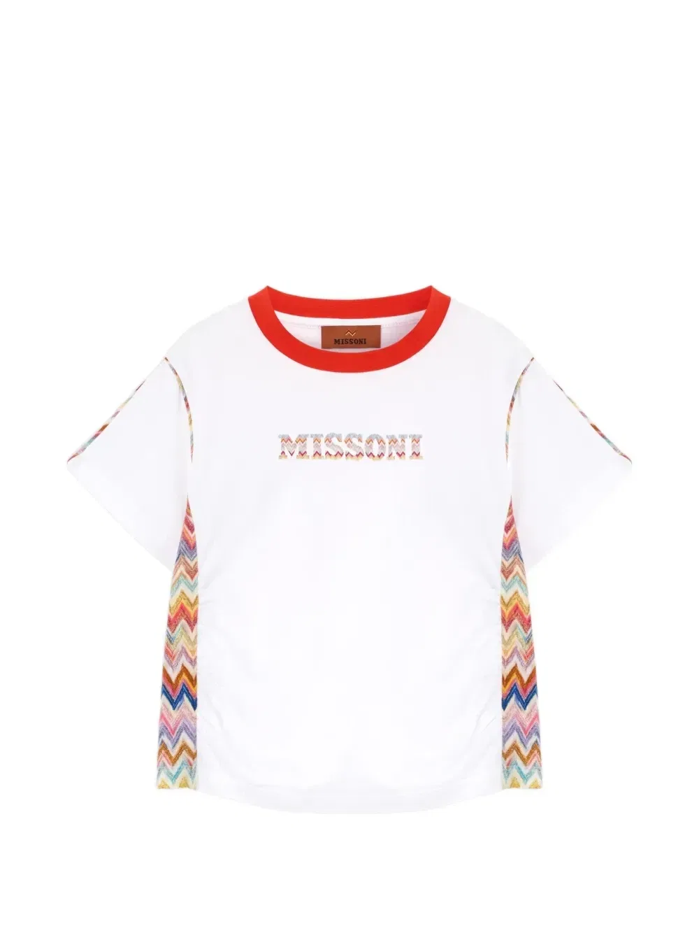 Футболка с логотипом и зигзагообразными вставками Missoni Kids, белый