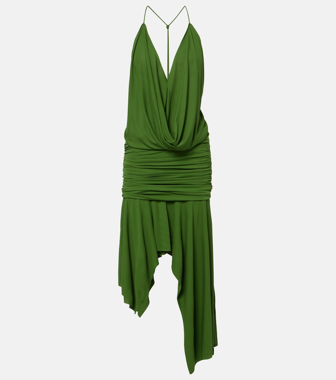 

Платье миди из джерси со сборками и асимметричным кроем Acne Studios, Dark Green
