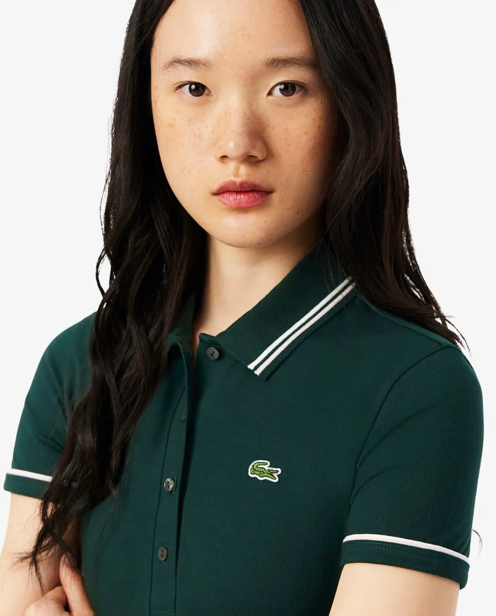 Футболка поло Lacoste, приталенная, зеленая — фото 4