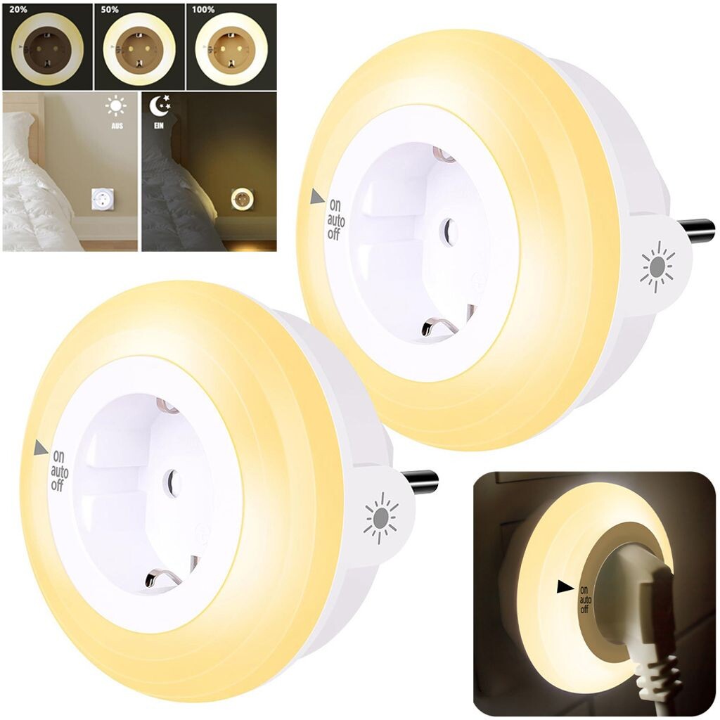 

В комплекте 2 светодиодных ночника с датчиком освещенности, ночник теплого белого цвета с регулируемой яркостью для прихожей, спальни, детской комнаты, лестницы. lapamax