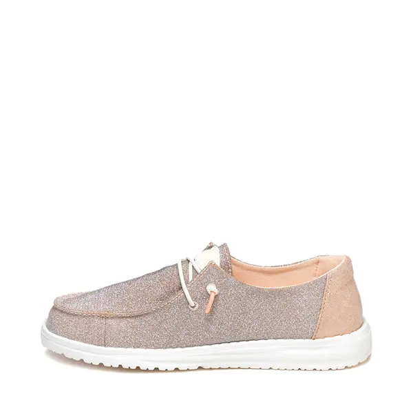 Слипоны Womens HEYDUDE Wendy Metallic Sparkle Slip-On Casual Shoe, розовое золото