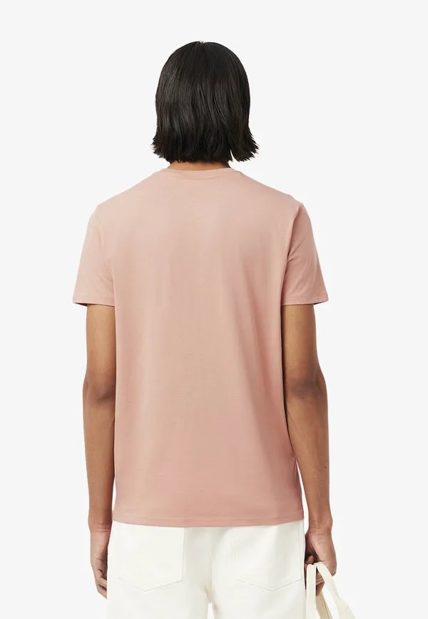 Футболка Lacoste, однотонная, с вышивкой, бежевый Rose Zih — фото 3