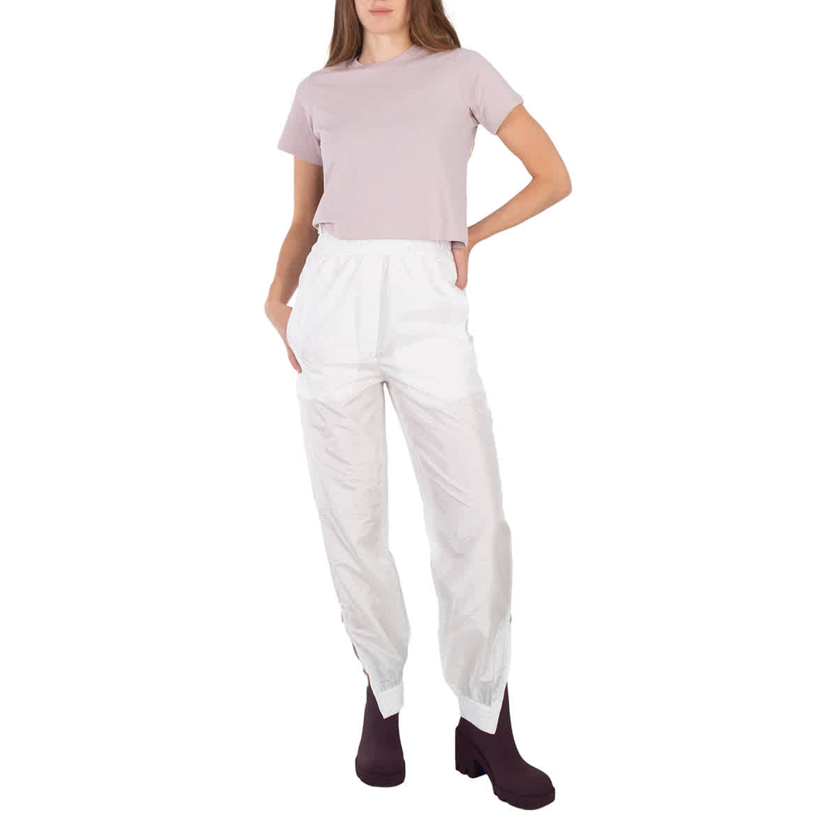 

Tibi Женская пшеничная хлопковая укороченная футболка, Wheat