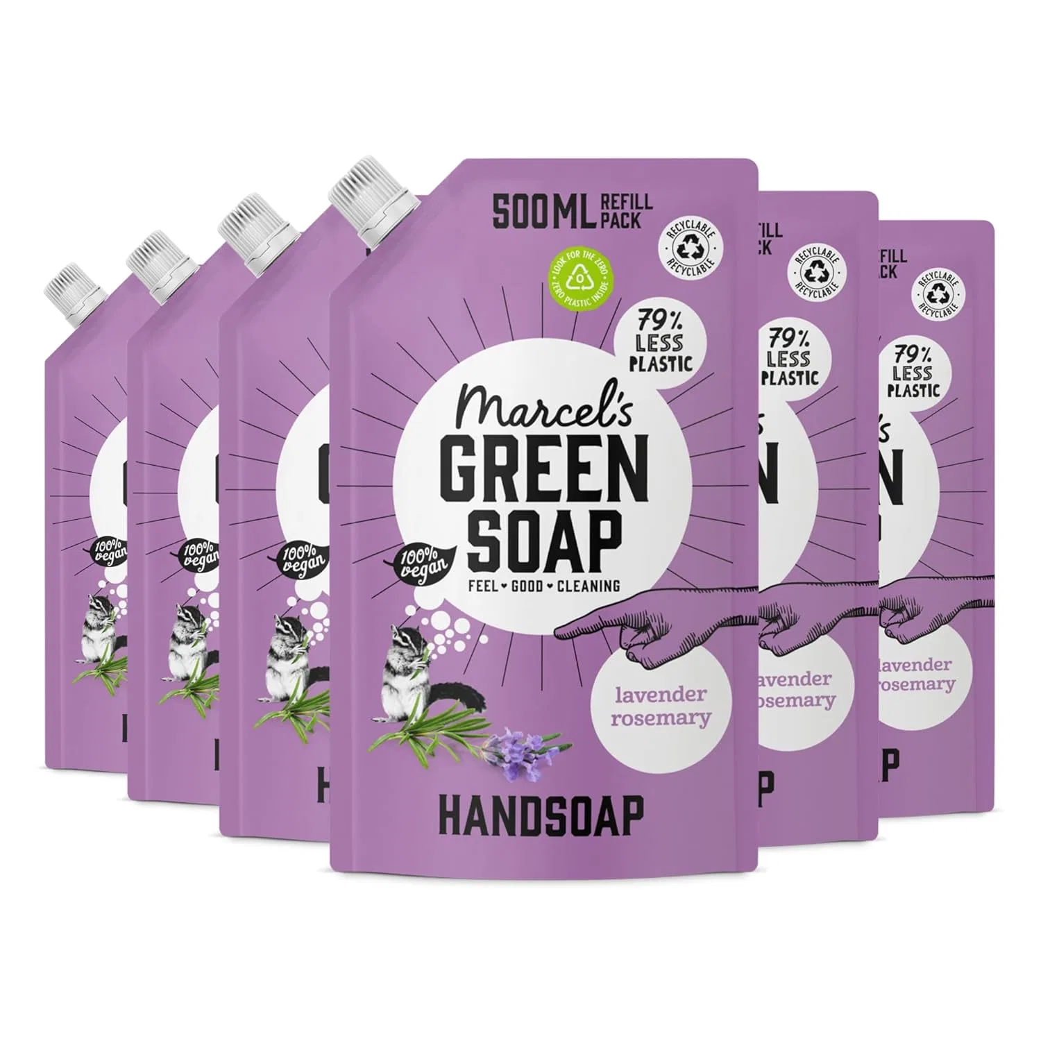 Набор из 6 сменных блоков жидкого мыла для рук Marcel's Green Soap Лаванда и Розмарин 500 мл Marcel'S Green Soap