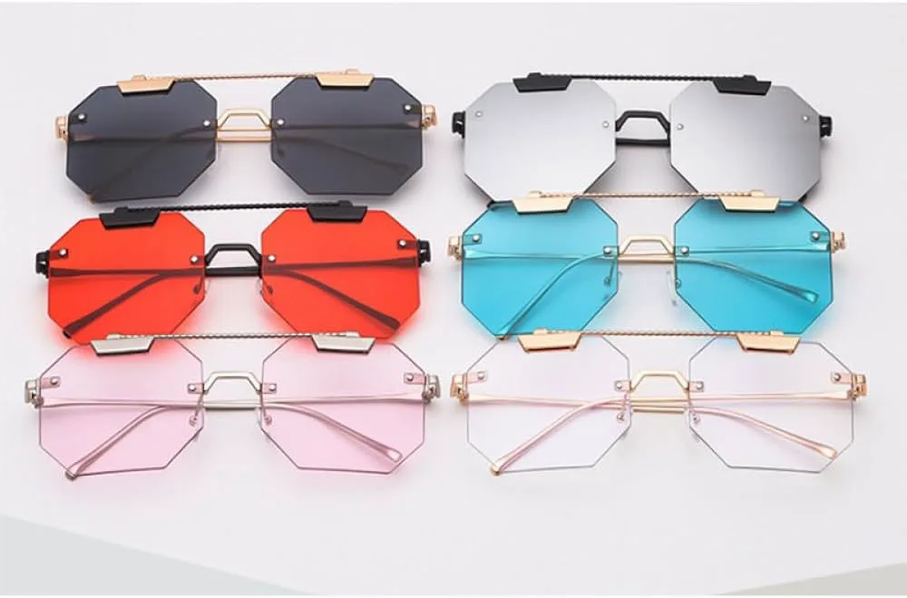 

Женские солнцезащитные очки MUTYNE без оправы «кошачий глаз», мужские модные солнцезащитные очки с защитой от УФ-излучения UV400 в винтажном стиле, Black Red