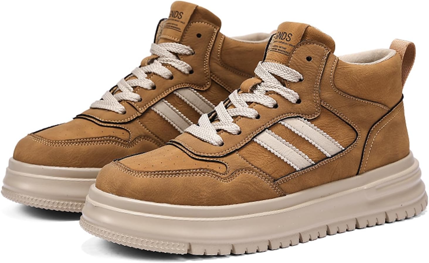 

Мужские высокие замшевые кроссовки на шнуровке с противоскользящей подошвой и амортизацией, подходят для ходьбы, вождения и катания на скейтборде осенью и зимой Igzbibg, хаки