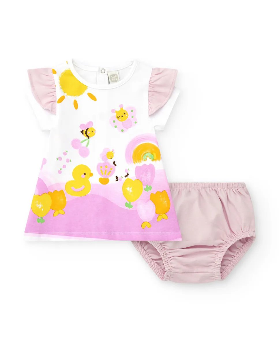 

Платье для девочки с принтом и трусиками в тон Tuc tuc, белый