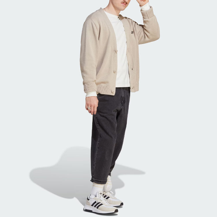 Кардиган adidas Originals Rifta Oversized Intarsia Cardigan 'Beige' IM4649, бежевый — фото 4