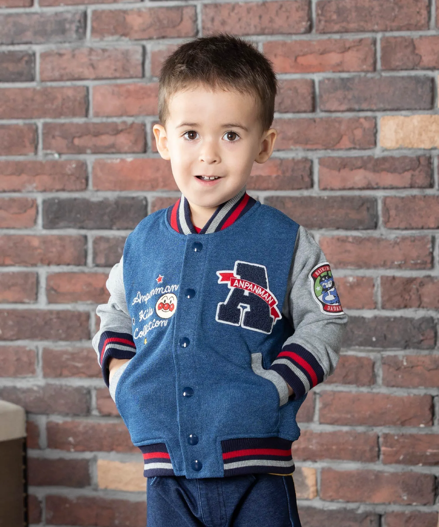 Детская коллекция ANPANMAN / (K) Вышитая стадионная куртка Anpanman Kids Collection, Navy — фото 2