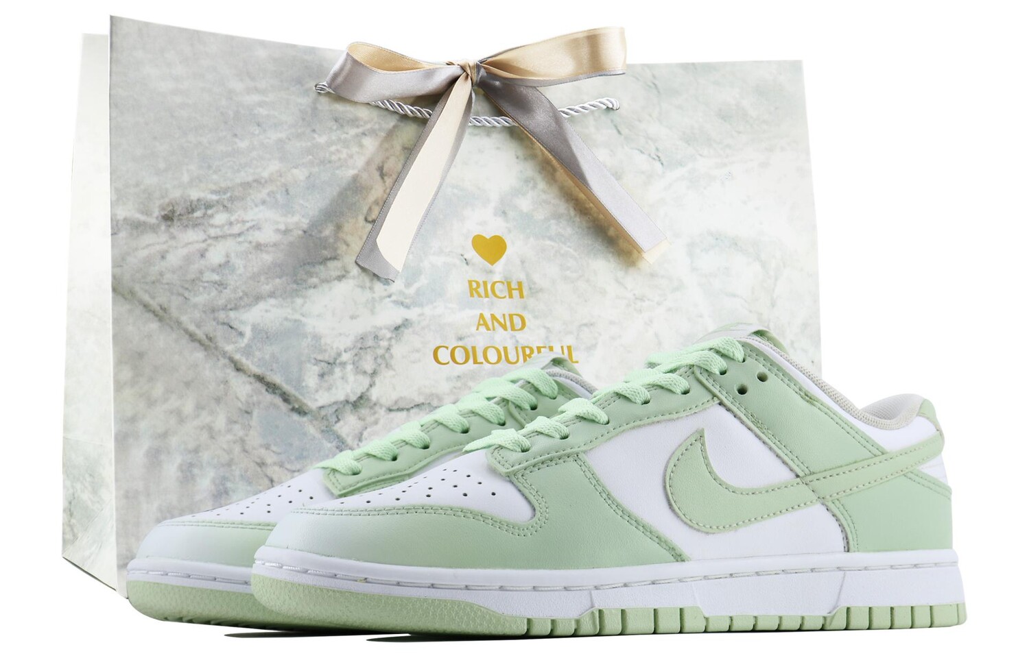 

Кроссовки Nike Dunk Skateboarding Shoes Men Low-top Green, белый
