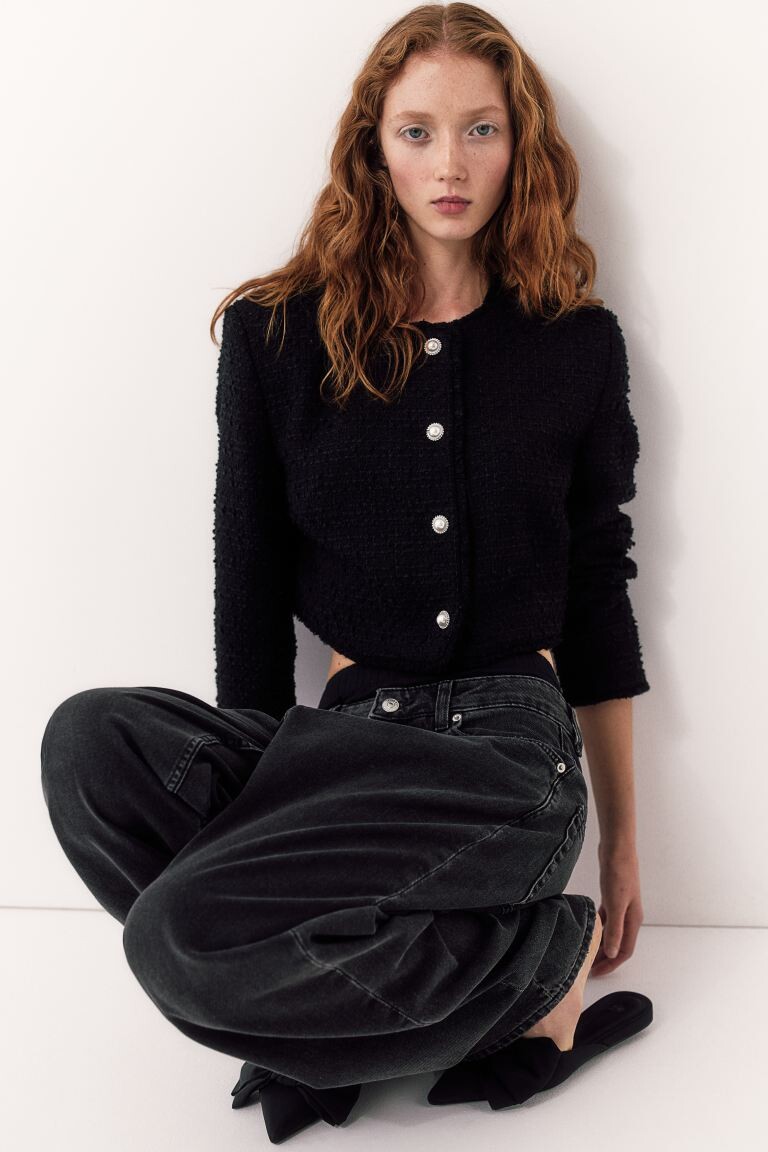

Короткая куртка из букле H&M, черный