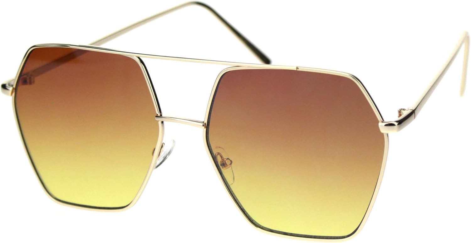 

Женские солнцезащитные очки шестиугольной формы с верхней перемычкой, металлической оправой, защитой от УФ-излучения UV 400, золотистого, коричневого и желтого цвета PASTL, Gold (Brown Yellow)