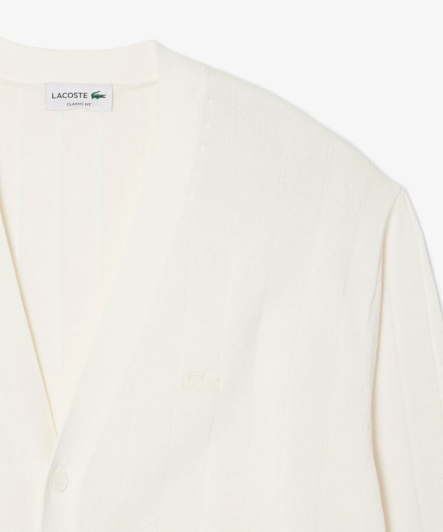 Кардиган из трикотажа в рубчик высокой плотности LACOSTE, White — фото 2