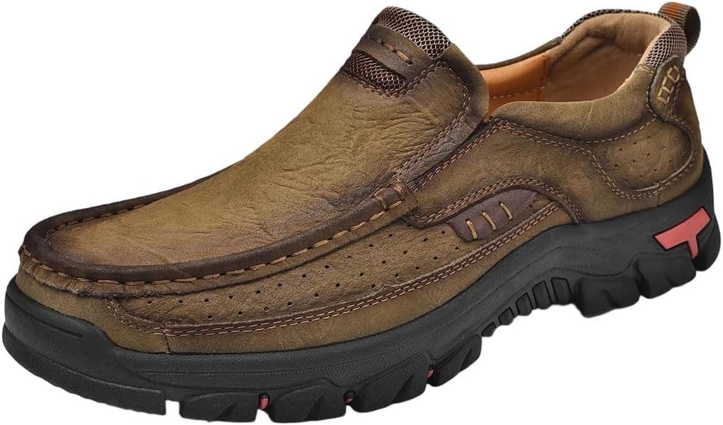 

Мужские кожаные слипоны из коровьей кожи, оригинальные Generic, хаки