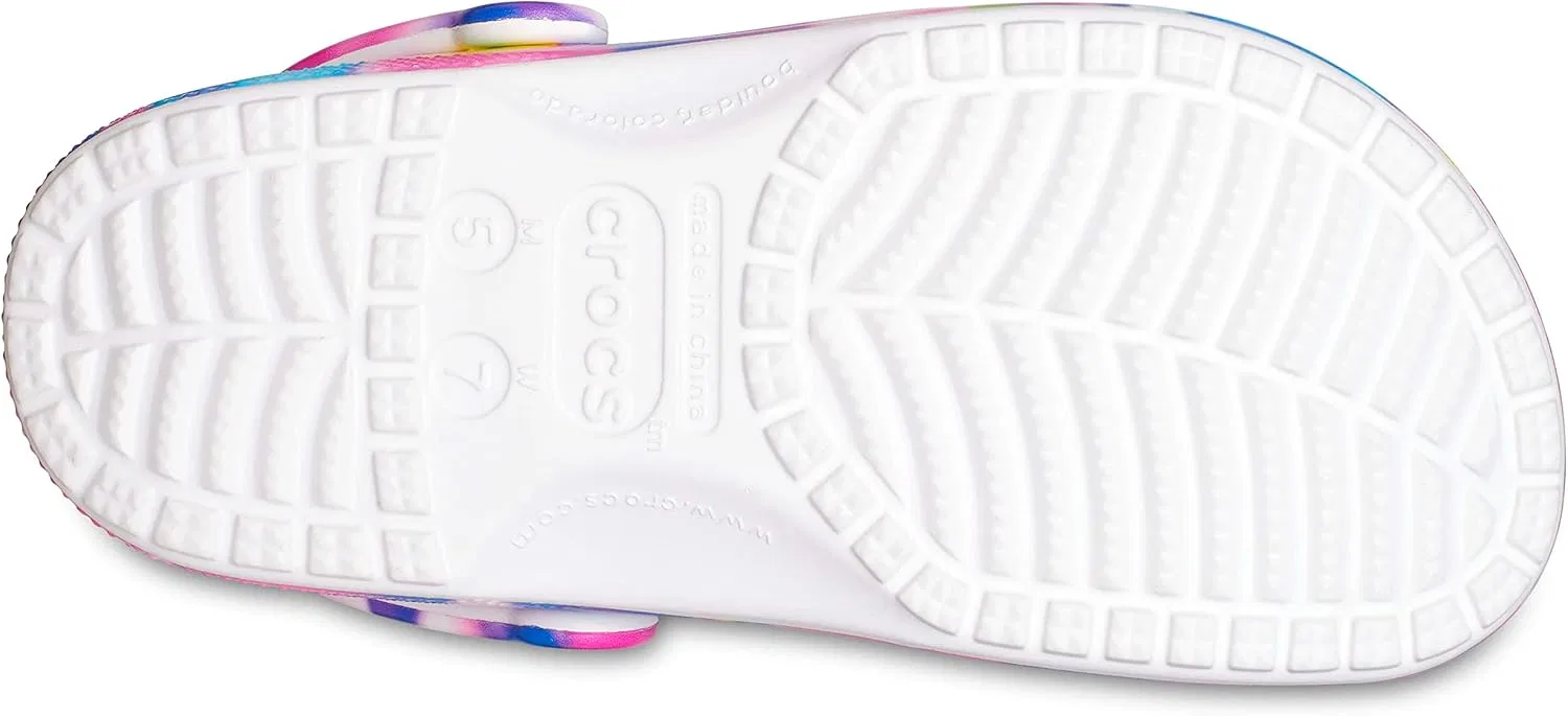 Crocs Унисекс, мужские и женские классические сабо с принтом тай-дай, удобные повседневные слипоны для воды, White Pink — фото 3