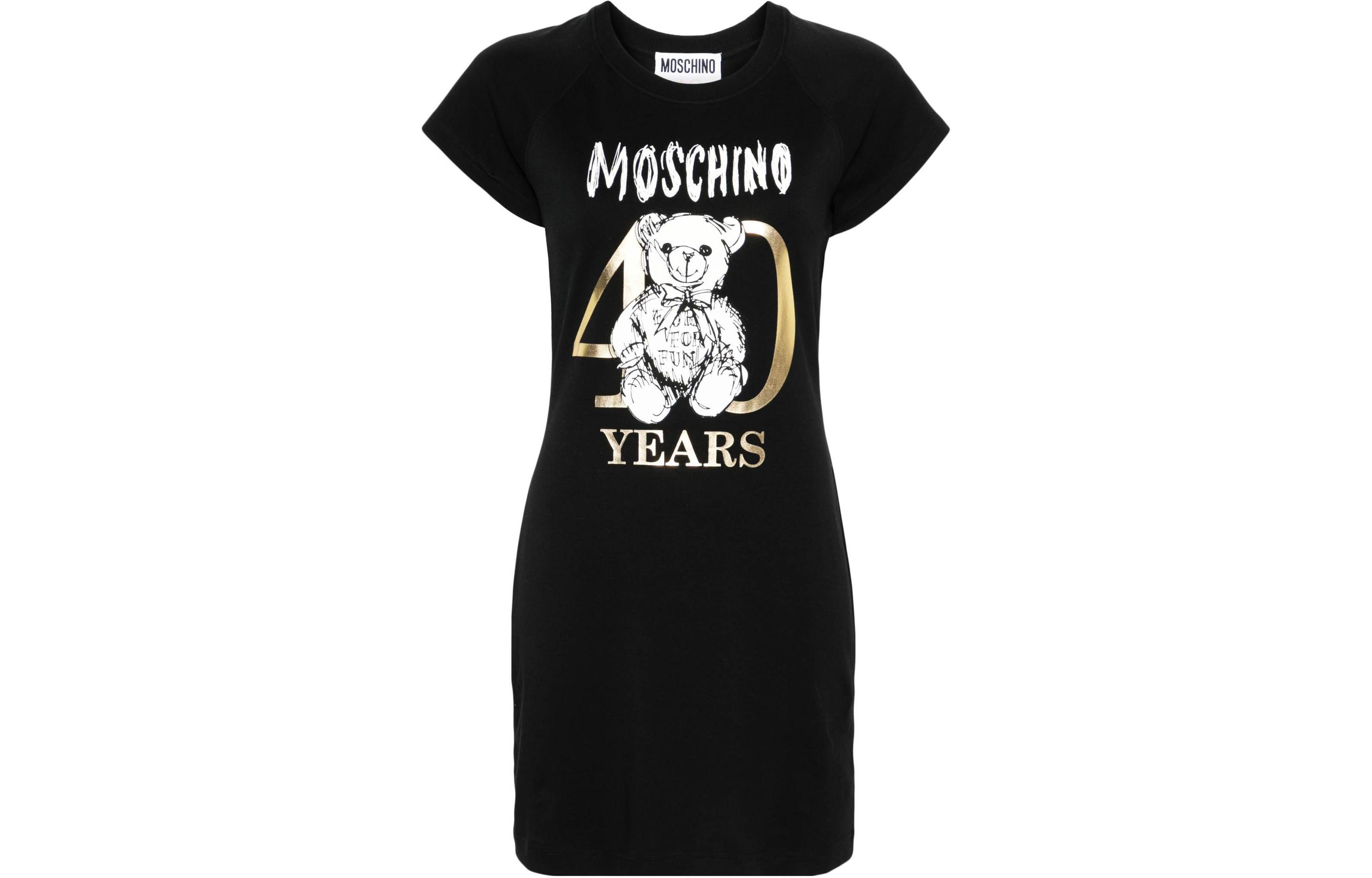 

Женское черное короткое платье с рукавами MOSCHINO