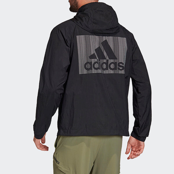 Куртка adidas Logo Casual Sports Hooded Jacket Black, черный — фото 4